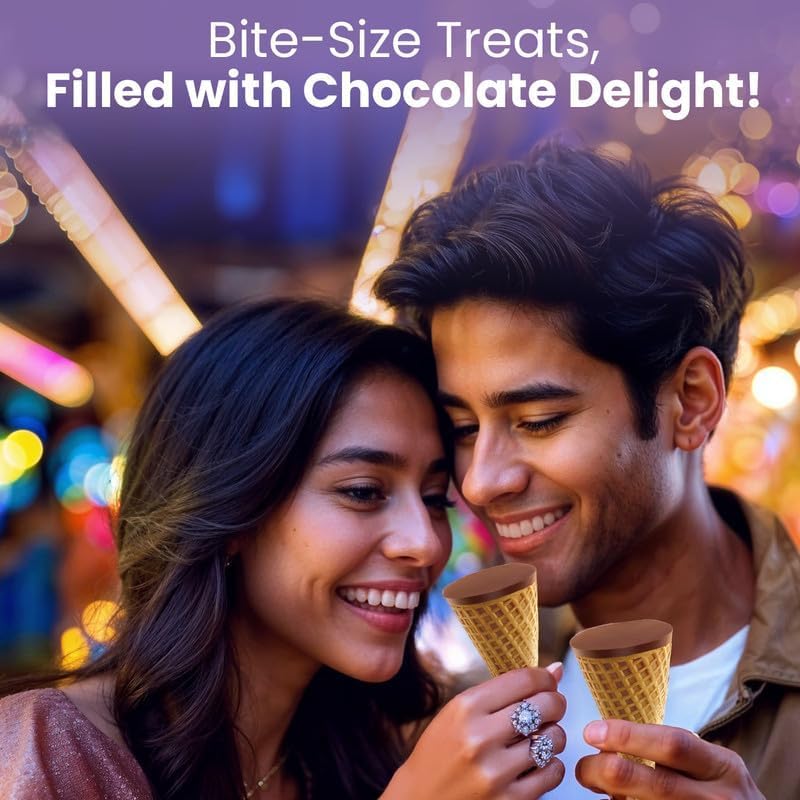 Pure Temptation Chocoblast Waffle Cones [30 Pieces] | Chocolate Gift Box | Snacks for Kids & Adults | Non-Meltable Gift Pack | Individually Wrapped Chocolate Cone Bites | Chocolate-Filled Waffle Cone | Perfect for Birthday , Christmas & Anniversary