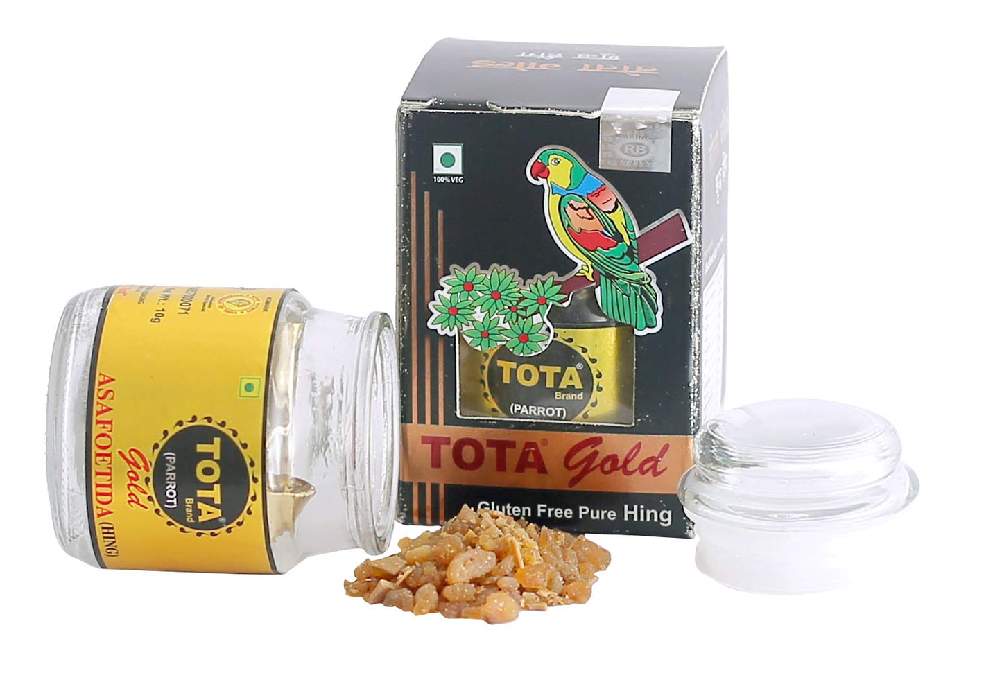 TOTA Gold 100% Pure Hing Crystals - 100% Natural Gluten Free Heeng / Asafoetida Granule (Nothing Else Mixed) - 10 Gm