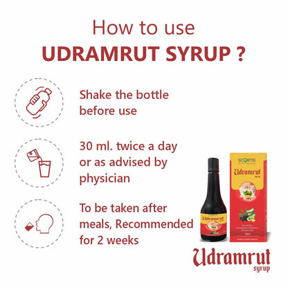 SCORTIS HEALTH CARE Udramrut Syrup - 500 ml, For Constipation Relief, Indigestion & Gas, Ayurvedic Medicine