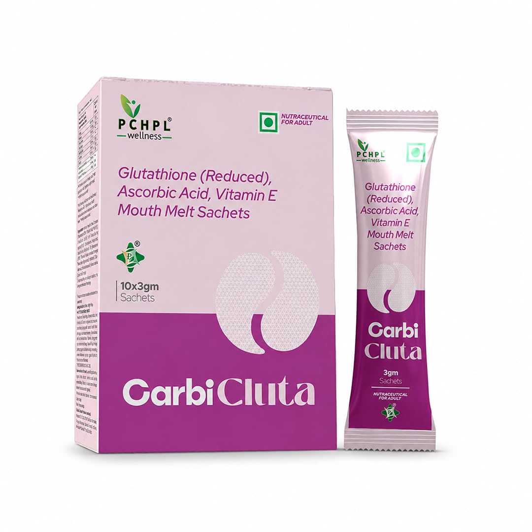 Carbi Cluta Reduced Glutathione Mouth Melt Sachets with Vitamin C & E – Orange Flavour, Sugar-Free, 10 x 3g Sachets