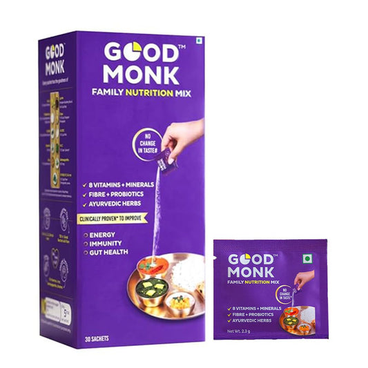Good Monk Multivitamin,Probiotic & Fibre Mix (Add To Food,No Taste Change) Impro