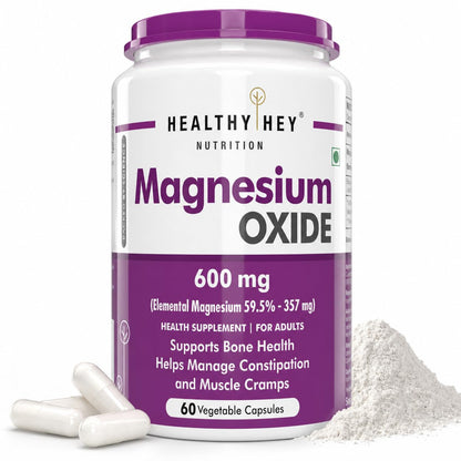 HealthyHey Nutrition Magnesium Oxide - 600mg/serving - 60 Vegetable Capsules