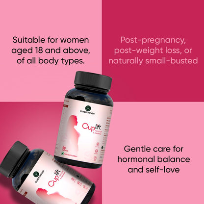 CUREFOREVER Cuplift Women’s Wellness Supplement | Shatavari, Ashwagandha, Fenugreek, Fennel & Pueraria Mirifica | Plant-Based Herbal Blend for Hormonal Balance, Vitality & Skin Health (60 Count (Pack of 2))