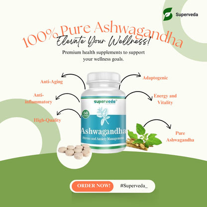 Superveda Ashwagandha 500mg For Men & Women | 60 Capsules (Pack of 1)- image 5