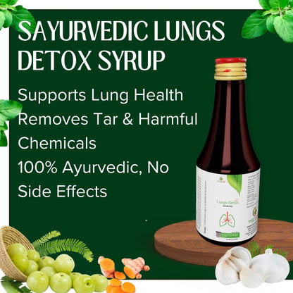 Sayurvedic Lungs Detox Ayurvedic Syrup, 200ml | Supports Lung Health & Detoxifies | Helps Remove Tar & Impurities | 100% Ayurvedic, No Side Effects | Pack of 2