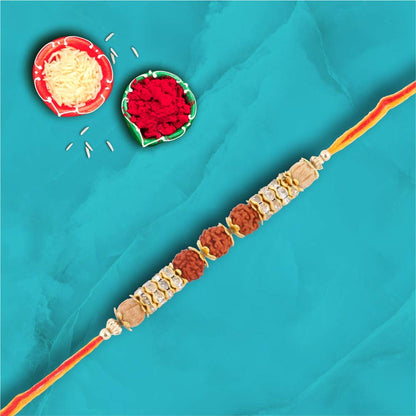 SFU E Com 3 Rudraksha Rakhi With Alluring Pomegranate Flavored Chocolate | Rakhi Chocolate Gift For Brother | 114