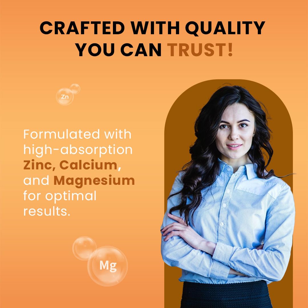 CUREFOREVER Calcium Magnesium Zinc Tablets – 60 Tablets, For - Bones, Skin, Hair & Nails - Premium Mineral Complex for Men & Women