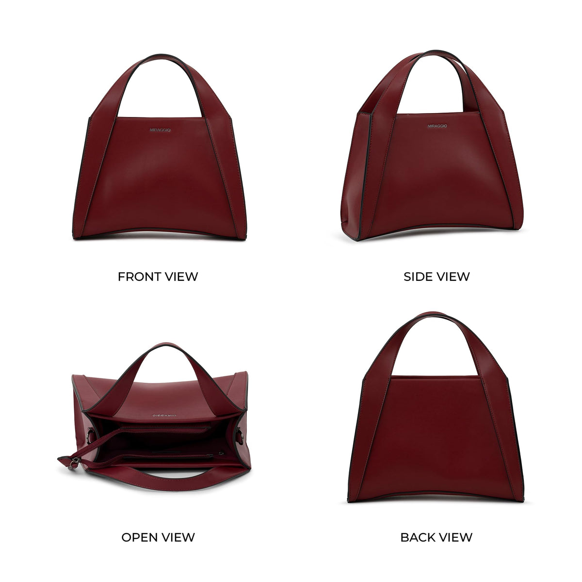Miraggio Risa Top-Handle Satchel Handbag for Women with Detachable & Adjustable Sling Strap (Wine)