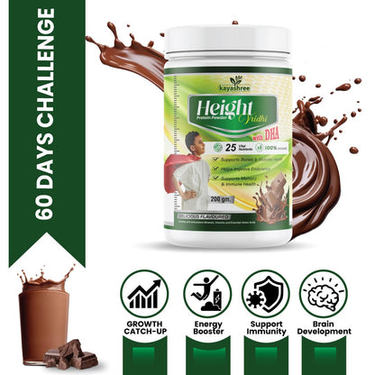 Kayashree Height Vridhi Formula Daily High Protein Shake Powder | No Added Sugar | Vegan | Flavour - Chocolate 200gm