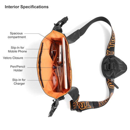 MONKEY TROOPERS Radiant 2.5L Crossbody Sling Bag for Men & Women Roll Top Closure Detachable Mini Pouch Adjustable Strap Organised Compact Storage Lavender Black