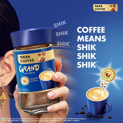 Tata Classic Instant Coffee, 200g Pouch, Chicory Mix With Strong Taste & Rich Aroma, With Flavour Locked Decoction Crystals