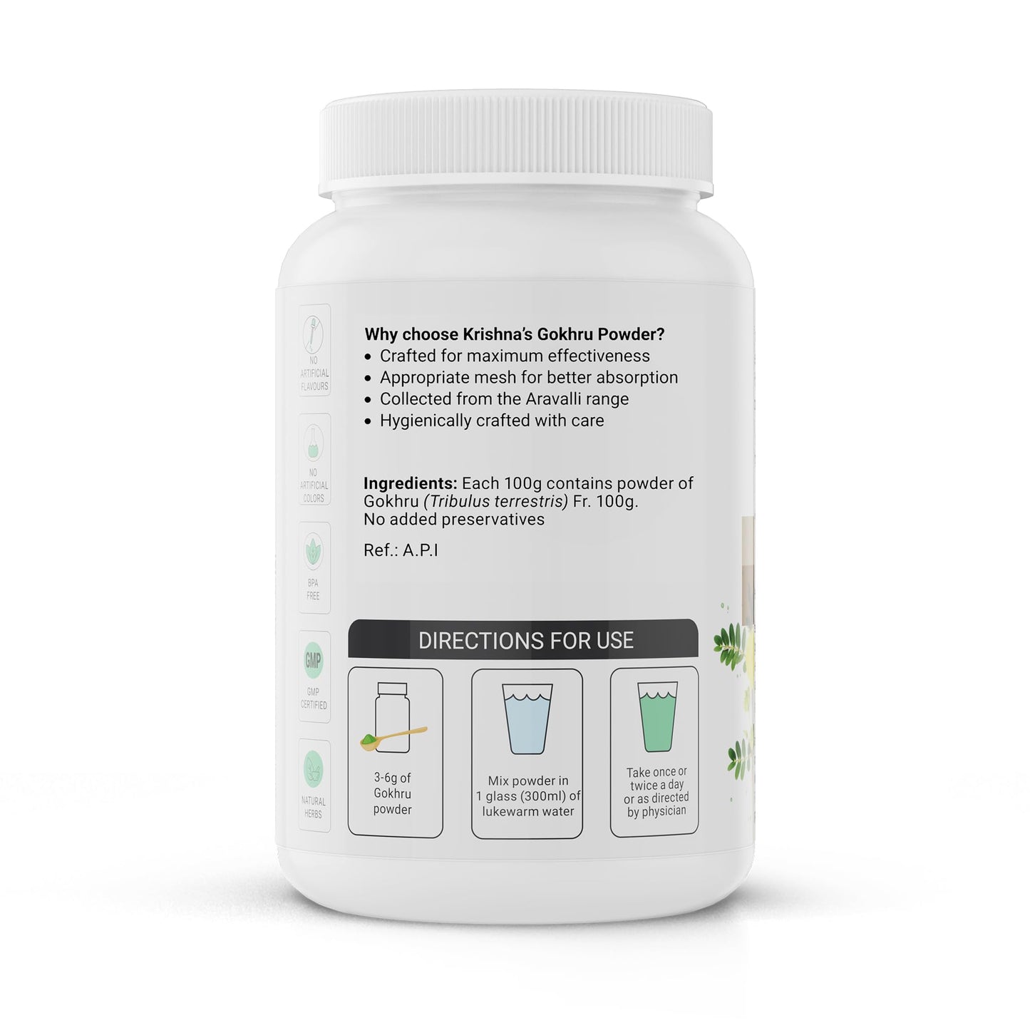 Krishna's Gokhru Powder - 100 g | Preservative Free | Natural Powder For Men's Wellness