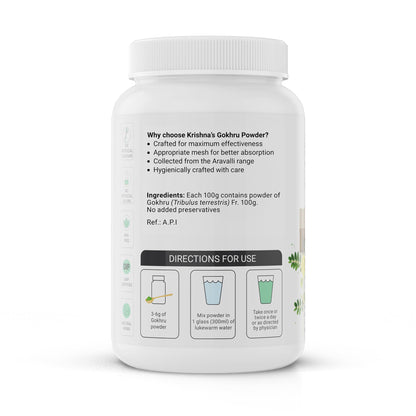 Krishna's Gokhru Powder - 100 g | Preservative Free | Natural Powder For Men's Wellness