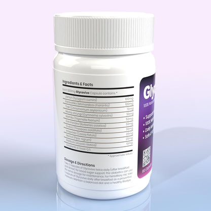 Glycovive – Blood Sugar Management Capsules | Jamun, Karela, Cinnamon, Gymnema & 7 Herbal Extracts | 100% Natural Ayurvedic | AYUSH Licensed | 60 Capsules