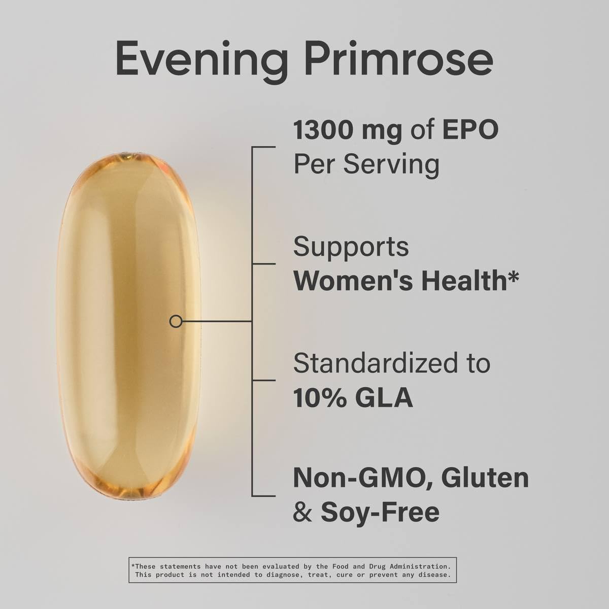 Sports Research Evening Primrose Oil 1300 mg Non - GMO Gluten - free Cold - Pressed with No Fillers or Artificial Ingredients (120 Liquid Softgels)