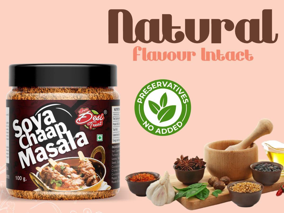 Desi Treat Soya Chaap Masala | Authentic Indian Spice Blend for Rich & Flavorful Curries for Soya Chaap Gravy, Tikka, Roll & Street-Style Dishes | 100g Pack