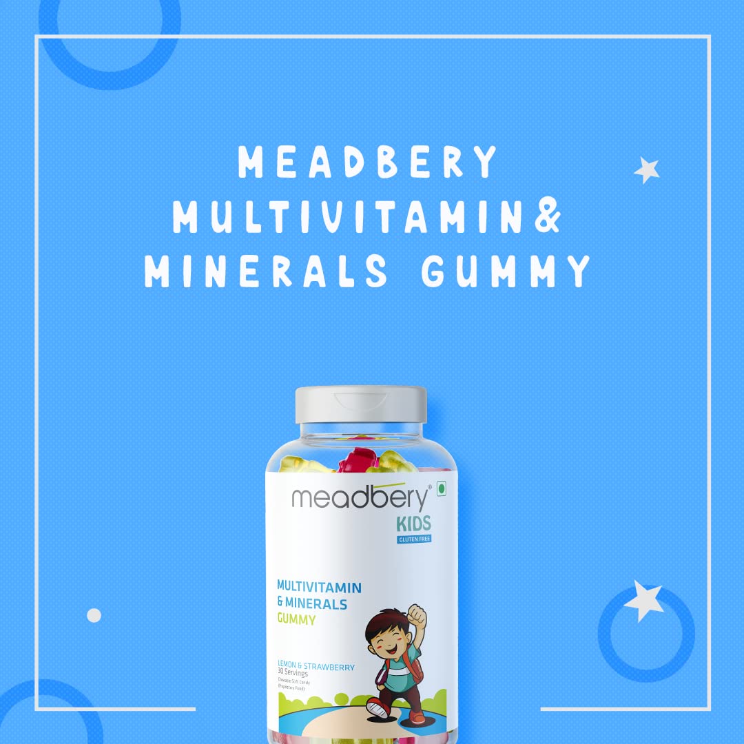 Meadbery Multivitamin Calcium Combo Gummy Bears Glutenfree Formula With Minerals And Vitamins B C D E B12 B6 For Kids Bone Health Growth Kids Bone Teeth Health 30+30 Tasty Gummies