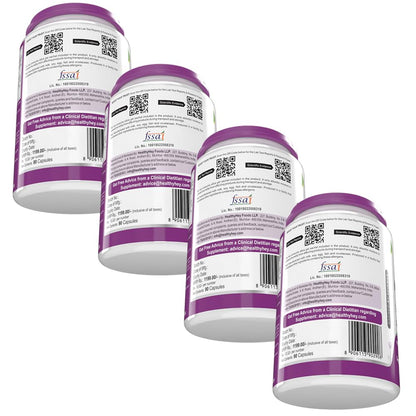 HealthyHey Nutrition High Absorption Magnesium Glycinate, 550mg - 90 Vegetable Capsules - Pack of 4