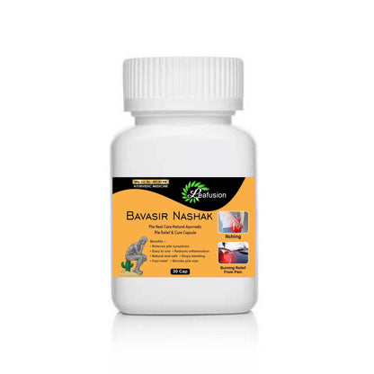 LEAFUSION Bawasir Nashak Ayurvedic Capsules | Piles Care for Men & Women | Herbal Supplement | 30 Capsules