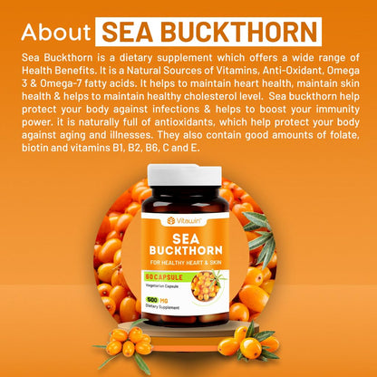 VitaWin Sea Buckthorn Capsules for Daily Wellness & Skin Nutrition – 500mg, 60 Veg Capsules