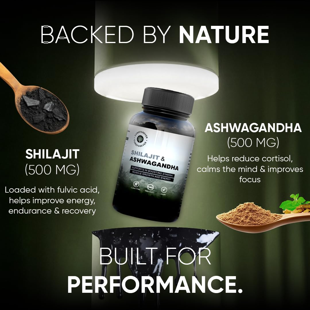 CUREFOREVER Shilajit & Ashwagandha Tablets 1000mg/Serving - Natural Ayu- image 8