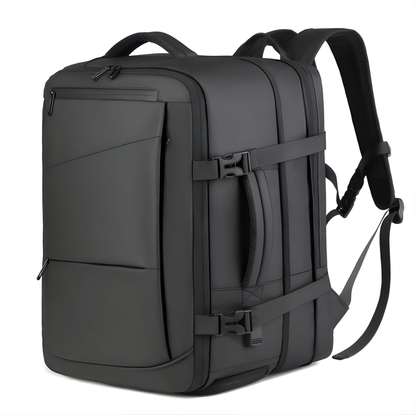 LYFCO Expandable Travel Backpack - Black | For Men & Women | Large Capacity Laptop Bag | Waterproof Oxford Fabric | Shoe Compartment, Wet-Dry Separation & USB Charging | Business & Travel Backpack