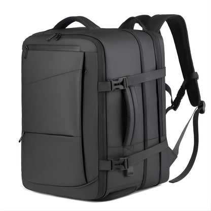 LYFCO Expandable Travel Backpack - Black | For Men & Women | Large Capacity Laptop Bag | Waterproof Oxford Fabric | Shoe Compartment, Wet-Dry Separation & USB Charging | Business & Travel Backpack