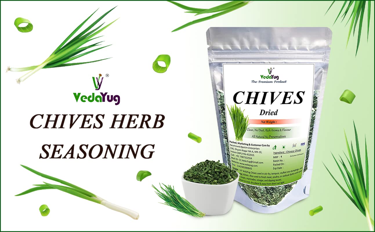 VY VedaYug Chives Herb Seasoning | Chives Dried Leaves | Chinese Chives - 40 grams