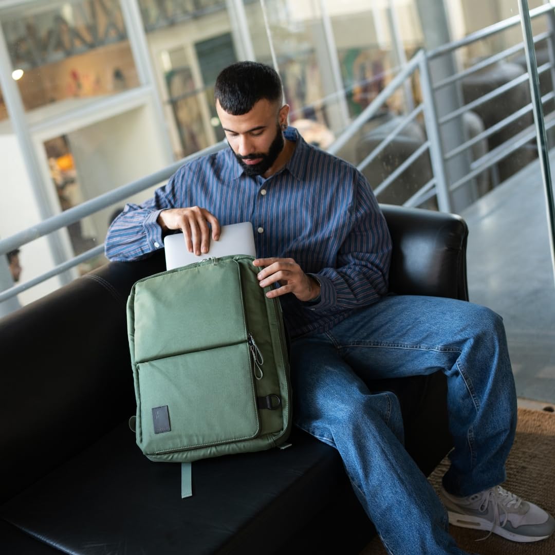 DailyObjects PET Kelp Meridian Convertible Briefpack (Backpack + Briefcase) (16L)| 100% Recycled | Fits any Laptop Upto 16 Inch | Lightweight Shoulder Backpack | Multiutility Bag with Trolley Sleeve