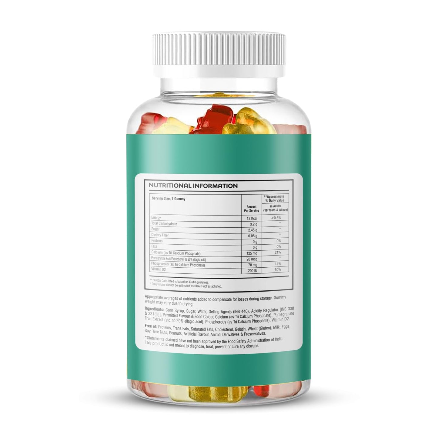 La Nature's Calcium and Vitamin D Gummies for Kids 60 Days Pack, Support Strong Bones, Joints & Muscles, For Healthy Teeth, Vegetarian (Mango & Strawberry Flavor)