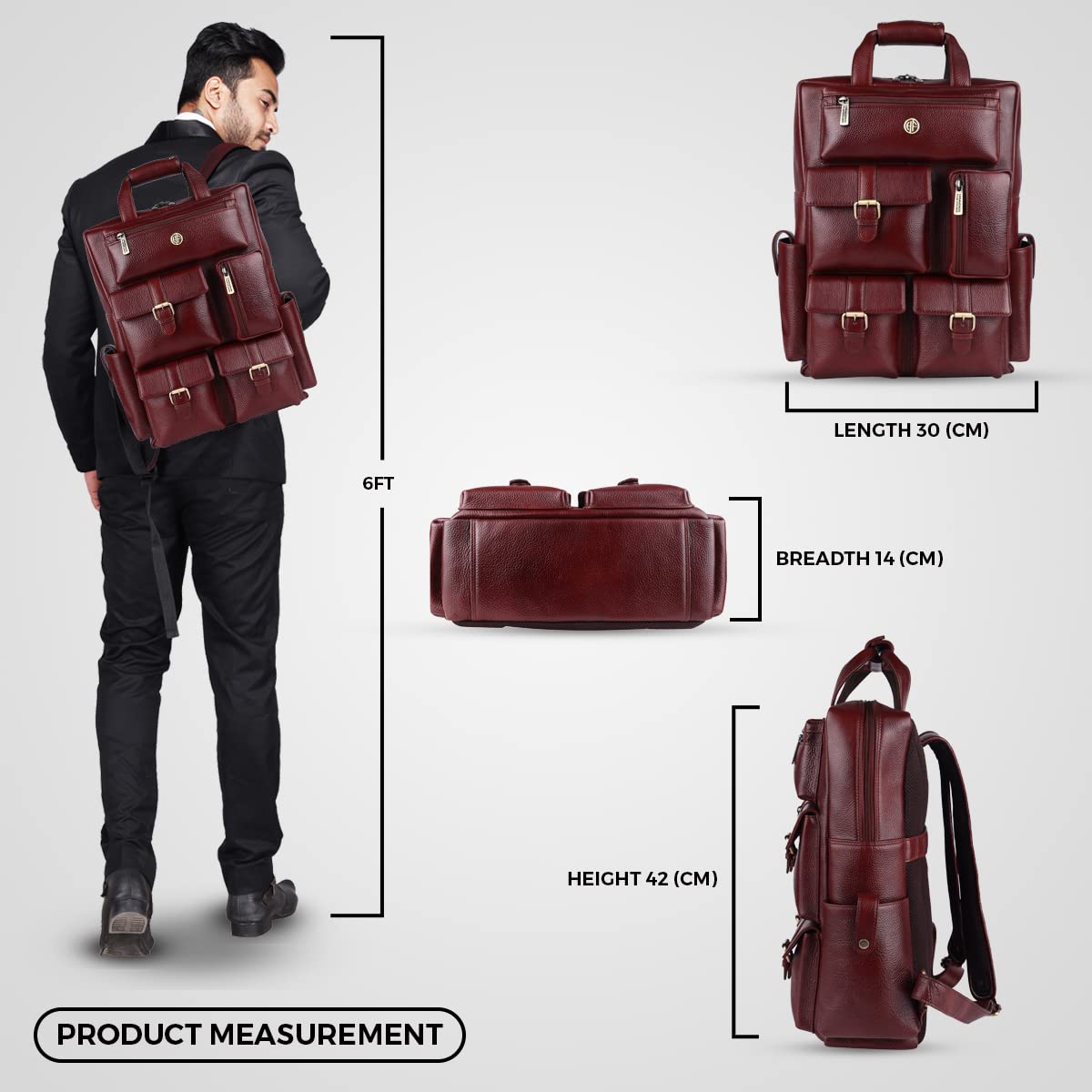 HAMMONDS FLYCATCHER Leather Travel 7 Compartment Backpack/College Backp- image 3