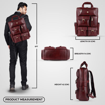 HAMMONDS FLYCATCHER Leather Travel 7 Compartment Backpack/College Backp- image 3