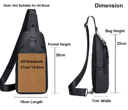 Arctic Hunter Slim Sling Bag for Men Crossbody Pack Chest Bag for Upto 8-inch iPad Small with Earphone Port Water-resistant One Shoulder Side Pouch Mobile Passport Bag for Travel Daypack Office,Black