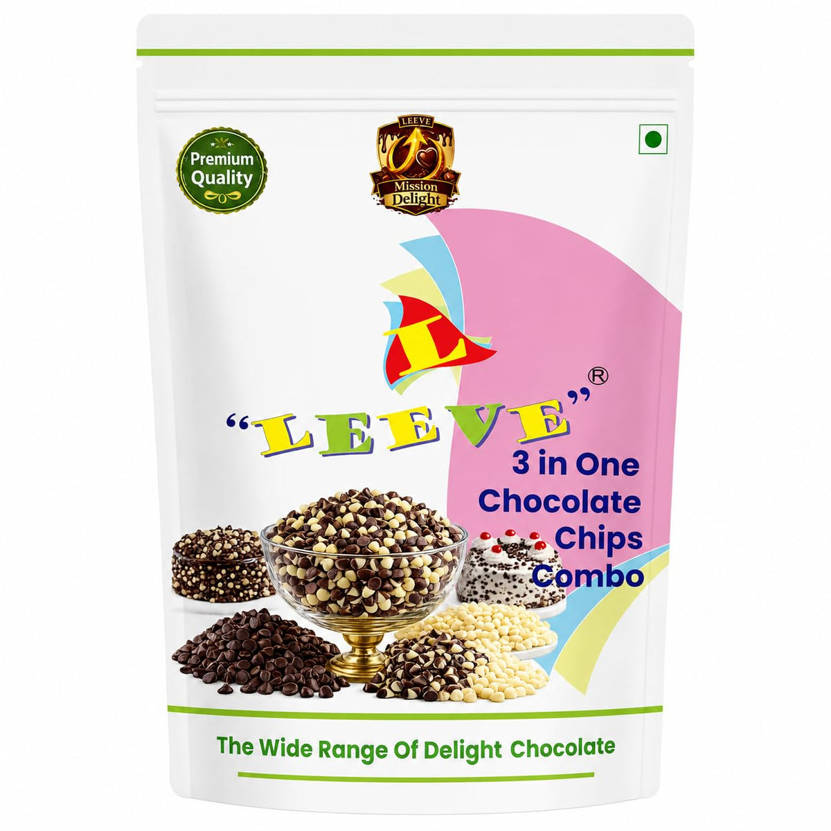 Leeve 3 in One Chocolate Chips Combo 400g | White Chocolates Chip, Dark Choco Chip's & Twins Chocolate Chips | Baking Toppings for Cakes, Cookies, Brownies & Dessert Decoration