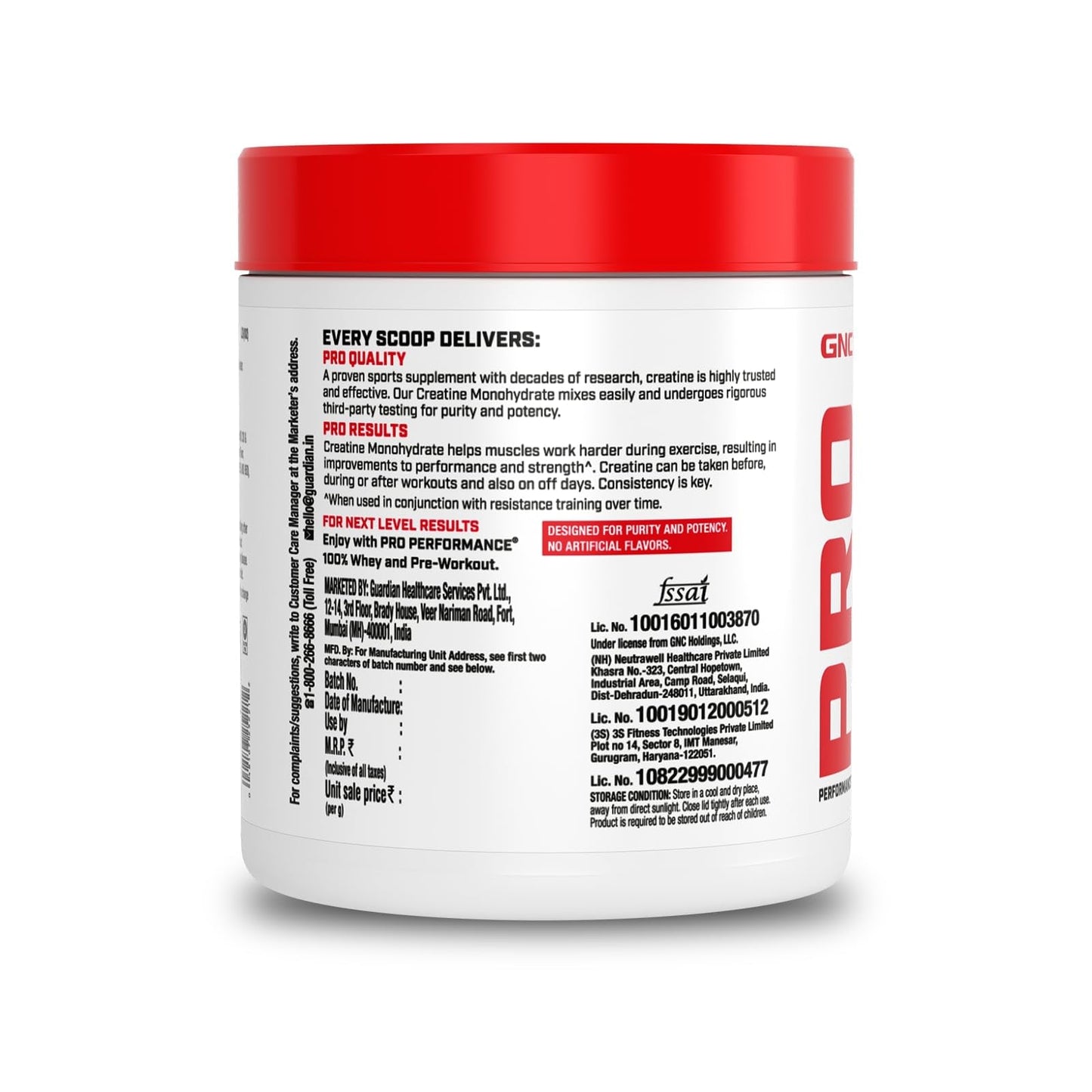 GNC Pro Performance Creatine Monohydrate - 3000mg Creatine Per Scoop | Micronized for Faster Absorption | Boosts Energy, Muscle Volume & Performance | Gluten-Free | Lemon | 100gm