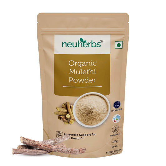 Neuherbs Organic Mulethi Powder | Ayurvedic Support for Skin Health | Herbal Supplement | Liquorice | Best For Skin Care | Certified Organic - 100g