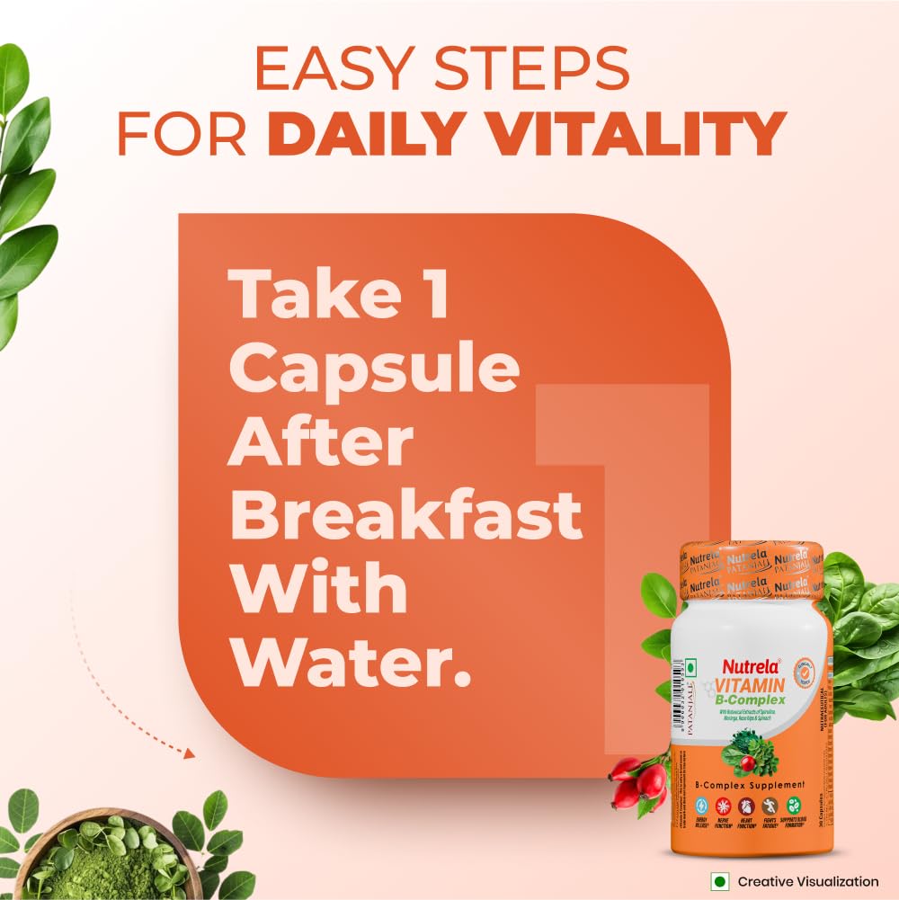 Nutrela Daily Energy Biofermented B Complex for Men & Women - 30 Veg Ca- image 3