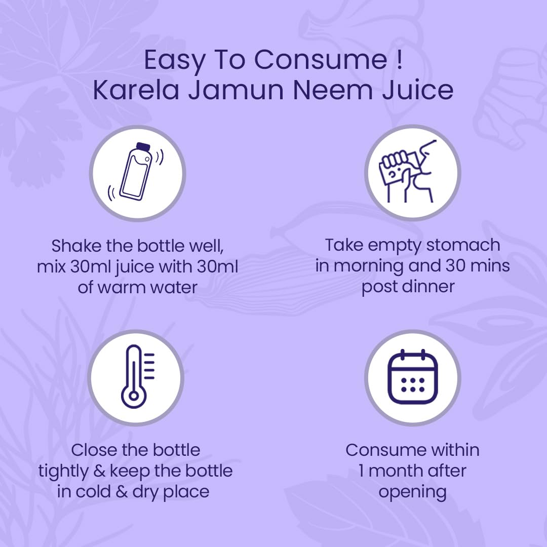 Krishna's Karela Jamun Neem Juice - 1000 ml | Blend Of Fresh Karela, Neem Juice & Jamun Seeds Ayurvedic Solution For Balancing Sugar Levels - (Pack of 2)
