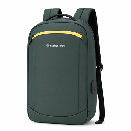 Nasher Miles Queens Passenger Workpack 22 Liters Water Resistant, Padded, Premium Reversed Polyester Olive Green Laptop Backpack | USB charging| Unisex | Ideal For Office