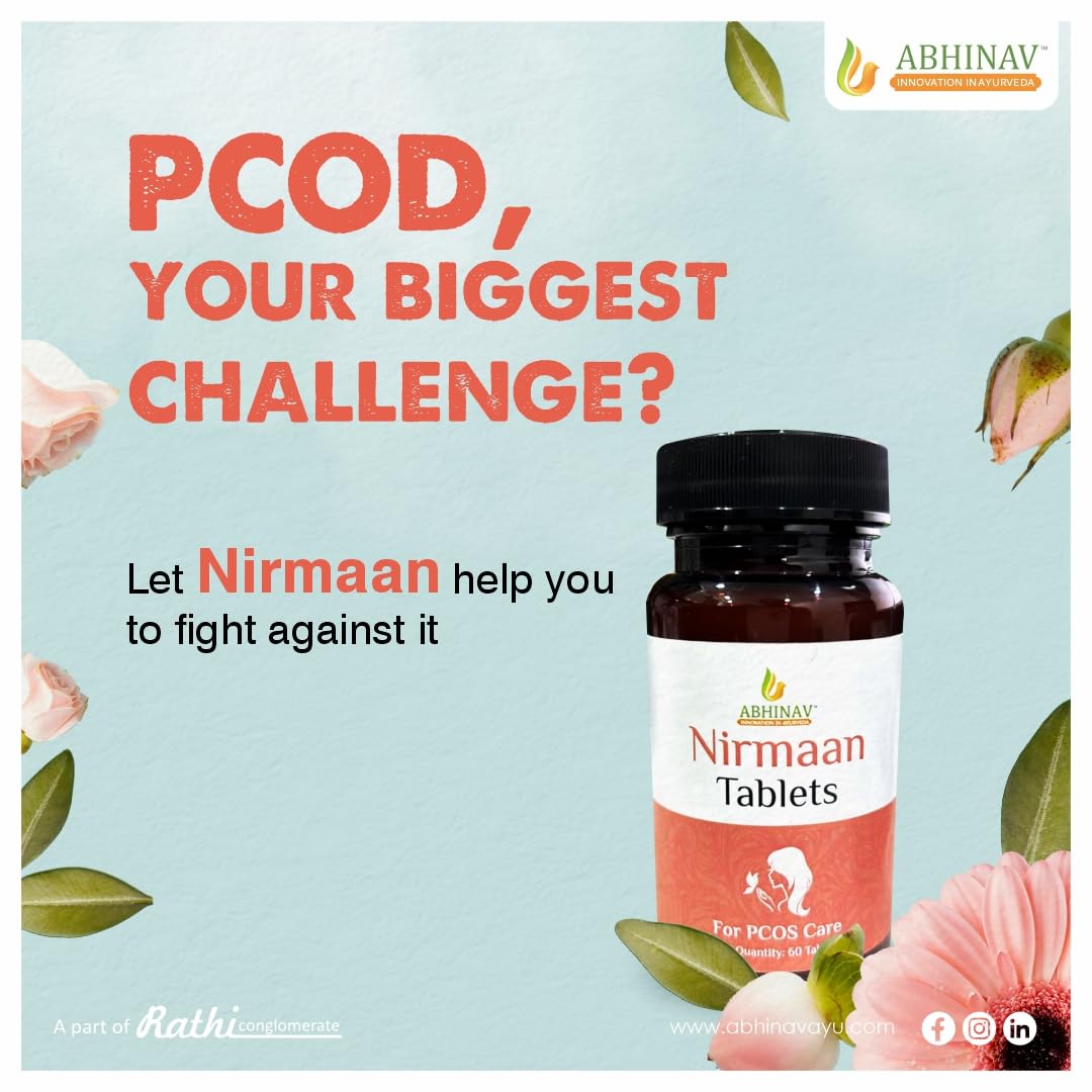 Abhinav Nimaan tablets for PCOS/PCOD care | Ayurvedic Aid for PCOS/PCOD | Restore Hormonal Harmony & Regulate Periods | 100% natural non hormonal and safe PCOS Tablets | PCOS Releif | PCOS/PCOD
