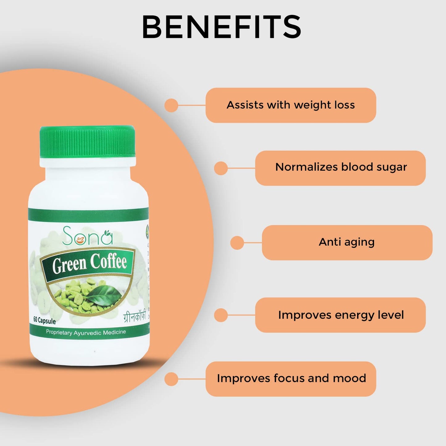 Sona Healthcare Ayurvedic Green coffee Capsule support weight loss(Pack of 1)(60 Cap)