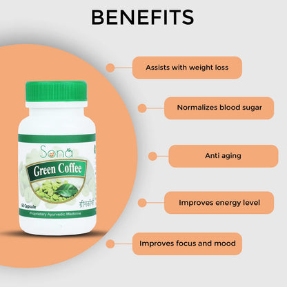 Sona Healthcare Ayurvedic Green coffee Capsule support weight loss(Pack of 1)(60 Cap)