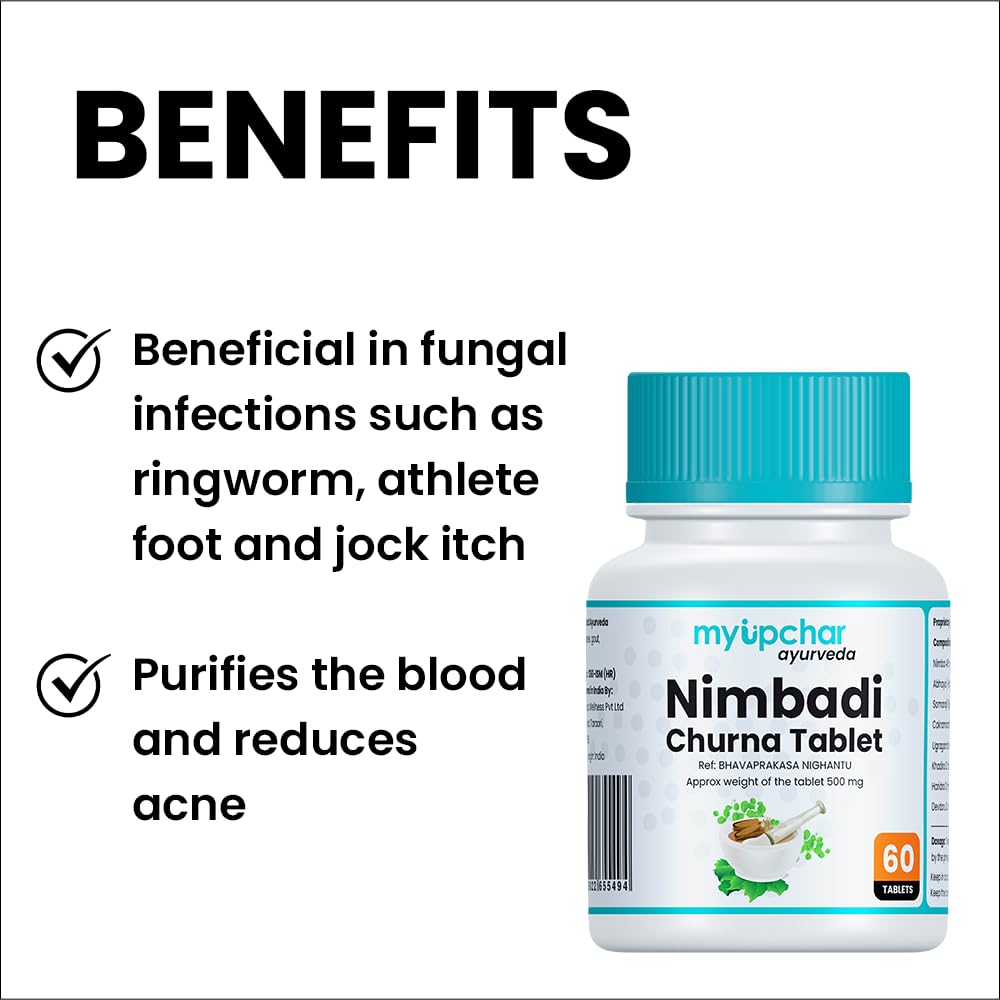 myUpchar ayurveda Nimbadi Churna Tablets for Detoxifying body, clean and healthy skin (60 Tablets)