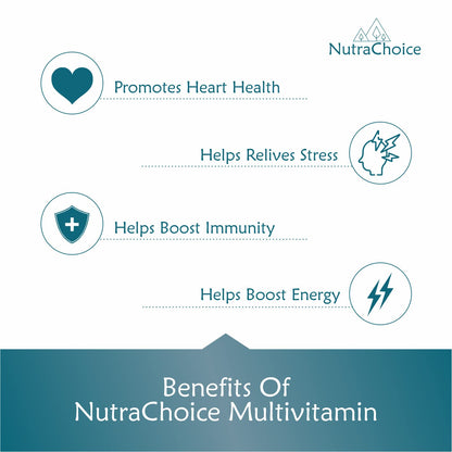 NutraChoice Multivitamin Tablet for Men & Women With Probiotics, Vitamin C, E, B12, Zinc, Bones, Biotin, Amino Antioxidants for Healthy Hair, Strength, Stamina, Skin & Nails - 120 Tablets