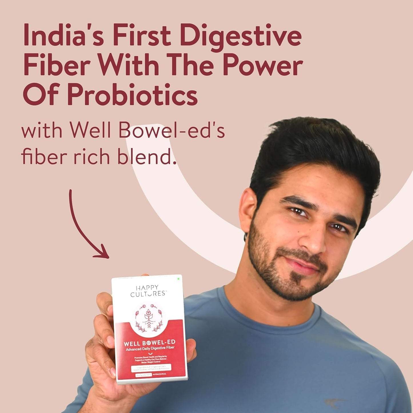 Happy Cultures Well Bowel-ed Unique Blend of 5 Digestive Fiber & Probiotics, Promote Bowel Health Reduce Constipation Gas Bloating Acidity, Blood Sugar Levels, Unflavored 15 Sachets