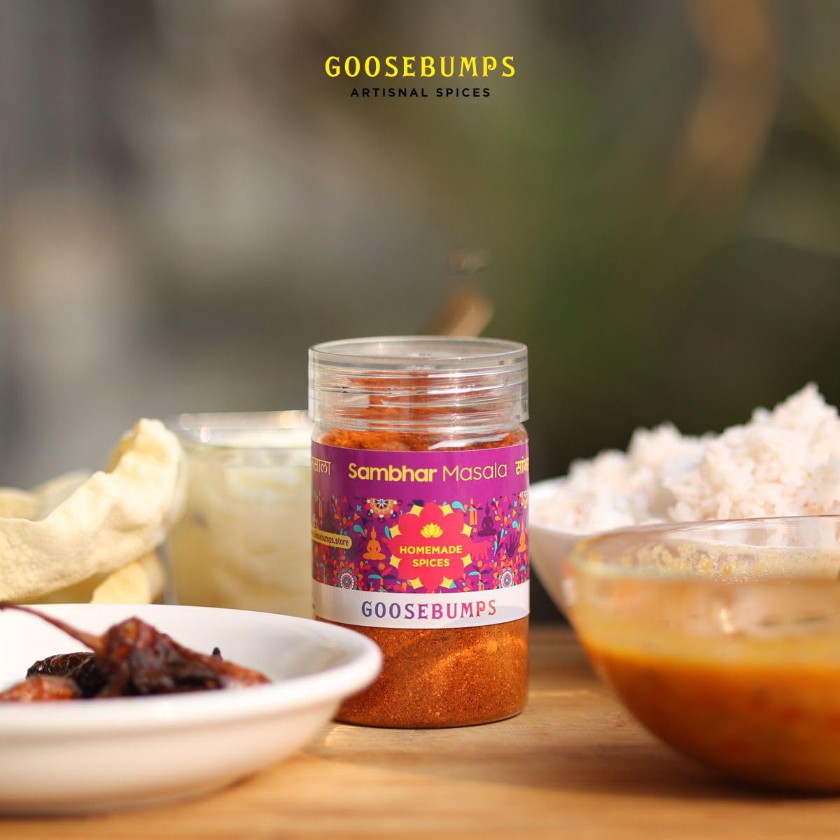Goosebumps Sambhar Masala | Traditional Sambar Spice Blend |100% Natural Ingredients | Artisanal & Authentic | Vegan Spice | No Bulking Agent, Artifical Colours or Preservatives used, 80 GMS