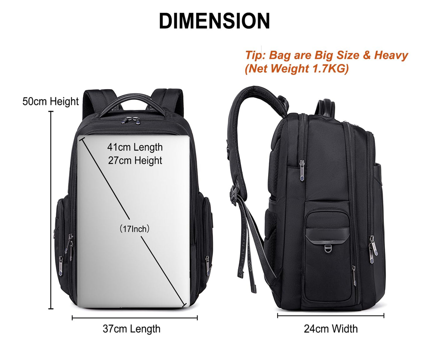 Arctic Hunter Travel Backpack for Men 45L Large Heavy Duty Office Trave- image 5