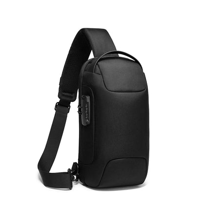 BANGE The Clownfish Sling Bags Water & Scratch Resistant Anti Theft Chest Crossbody Bags with USB Port fits up to 7.9 inches for Men and Women, (Black)