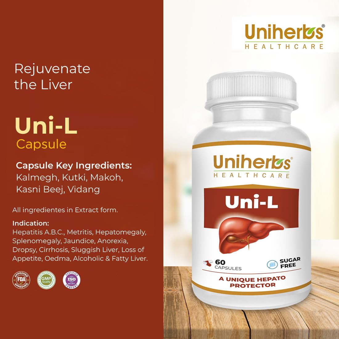 Uniherbs Uni-L Liver Detox Supplement For Men And Women For Healthy Liver | Helps In Cleanse Liver, Natural Protection Against Fatty Liver(60 Capsule) (1)