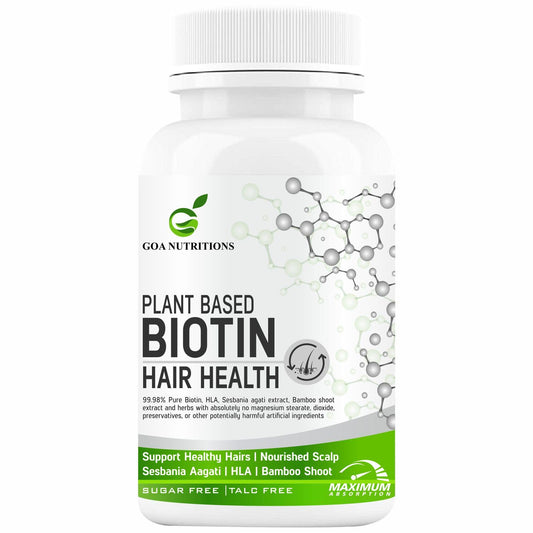 GOA NUTRITIONS Biotin Tablets For Hair Growth Supplements With 10000mcg Plant Ba